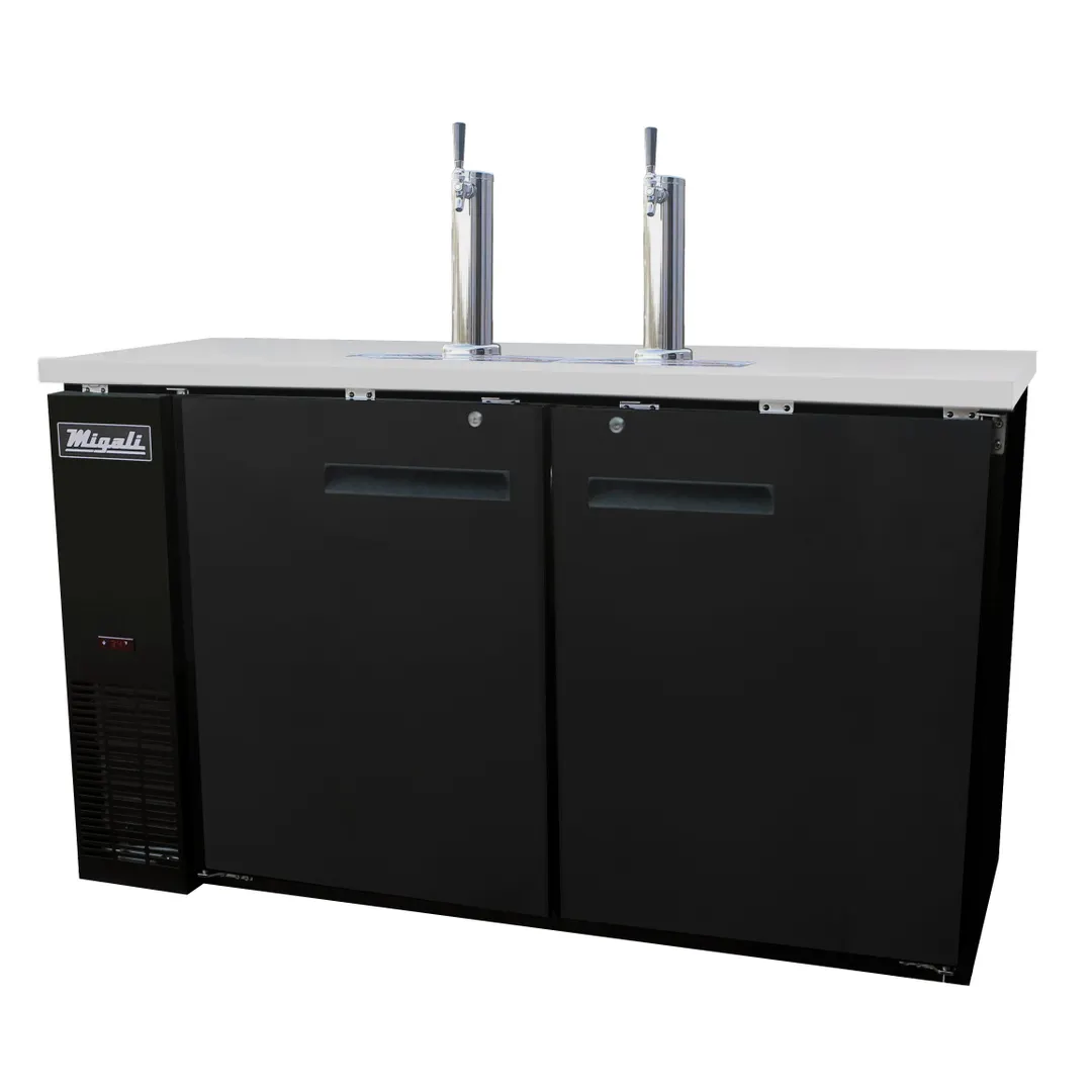 Migali C-DD60-2-HC 60" 2 Columns Draft Beer Cooler, 2 Keg, 15.8 cu. ft.