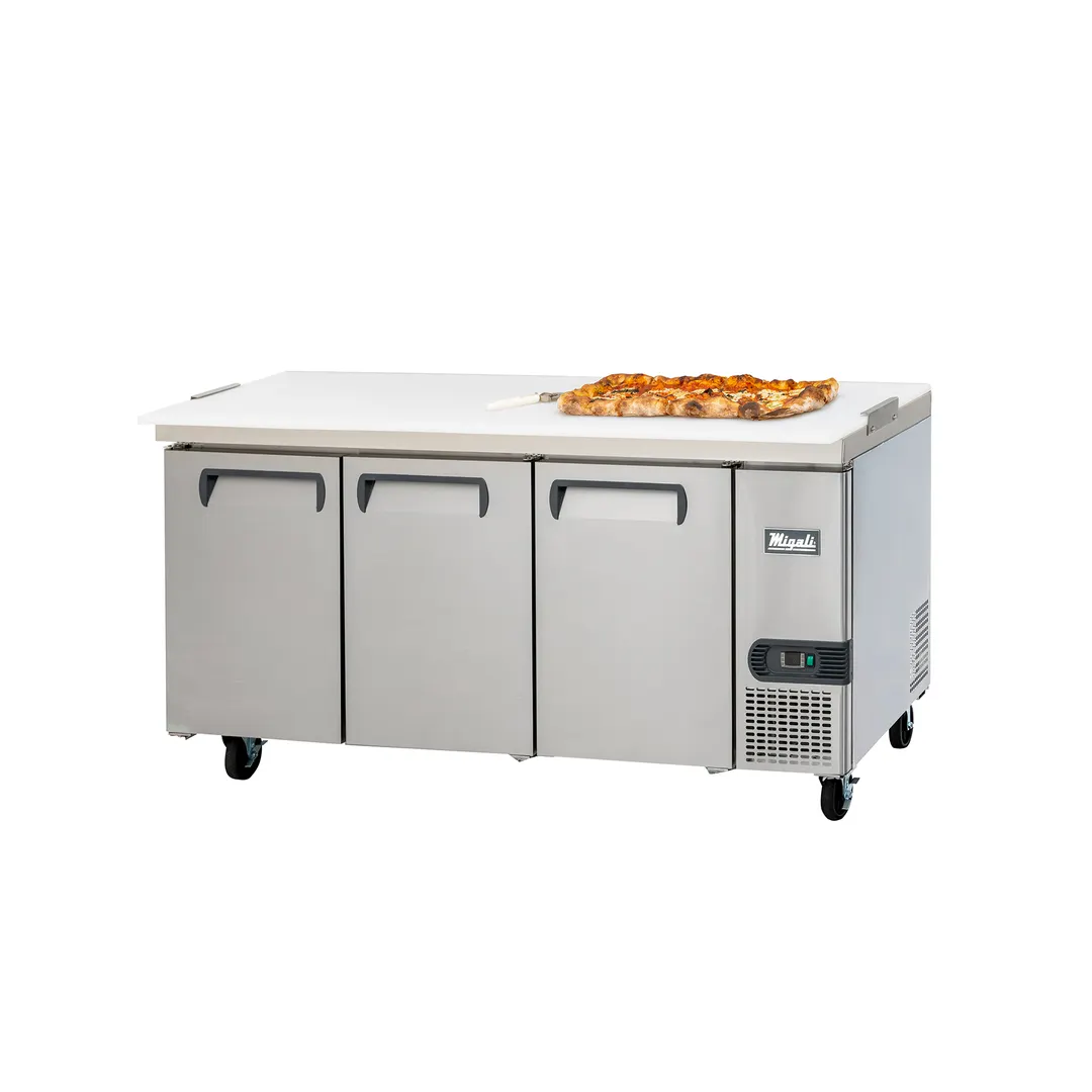 Migali C-RWT93-HC 93" 3-Section Worktop Refrigerator w/ 3 Doors, 26 cu. ft.