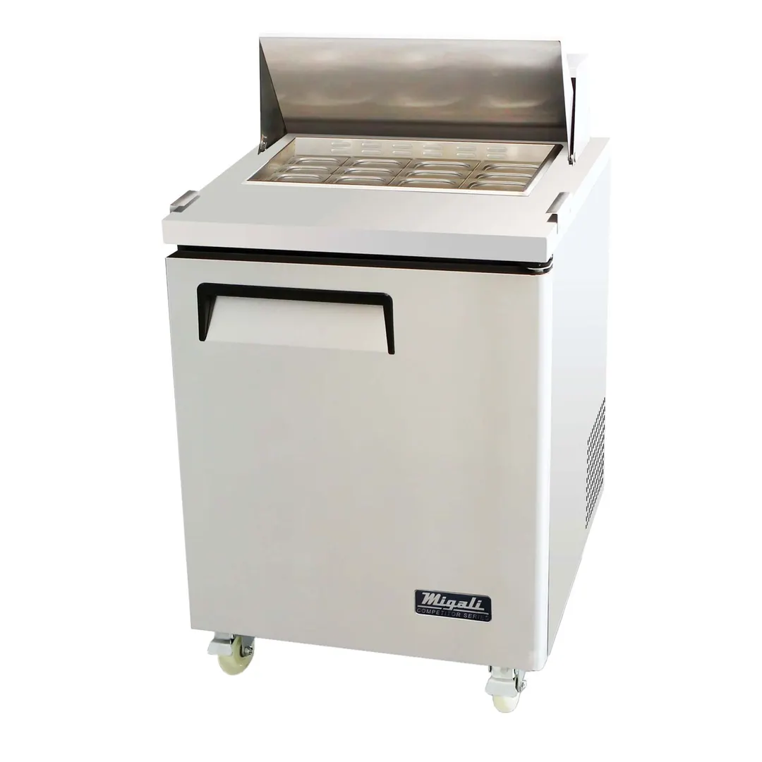 Migali C-SP27-12BT-HC 27" One Section Mega Top Sandwich Prep Table w/ 1 Door, 12 Pans