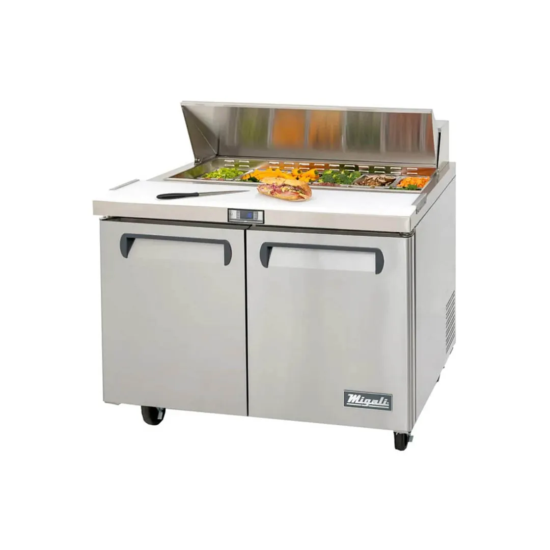 Migali C-SP36-10-HC 36" 2-Door Sandwich and Salad Prep Table, 10 Pans, Stainless Steel