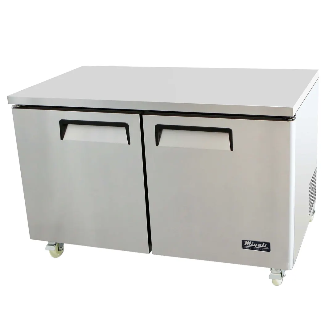 Migali C-U60F-HC 60" 2-Door Undercounter Freezer, Stainless Steel, 18.2 Cu. Ft.