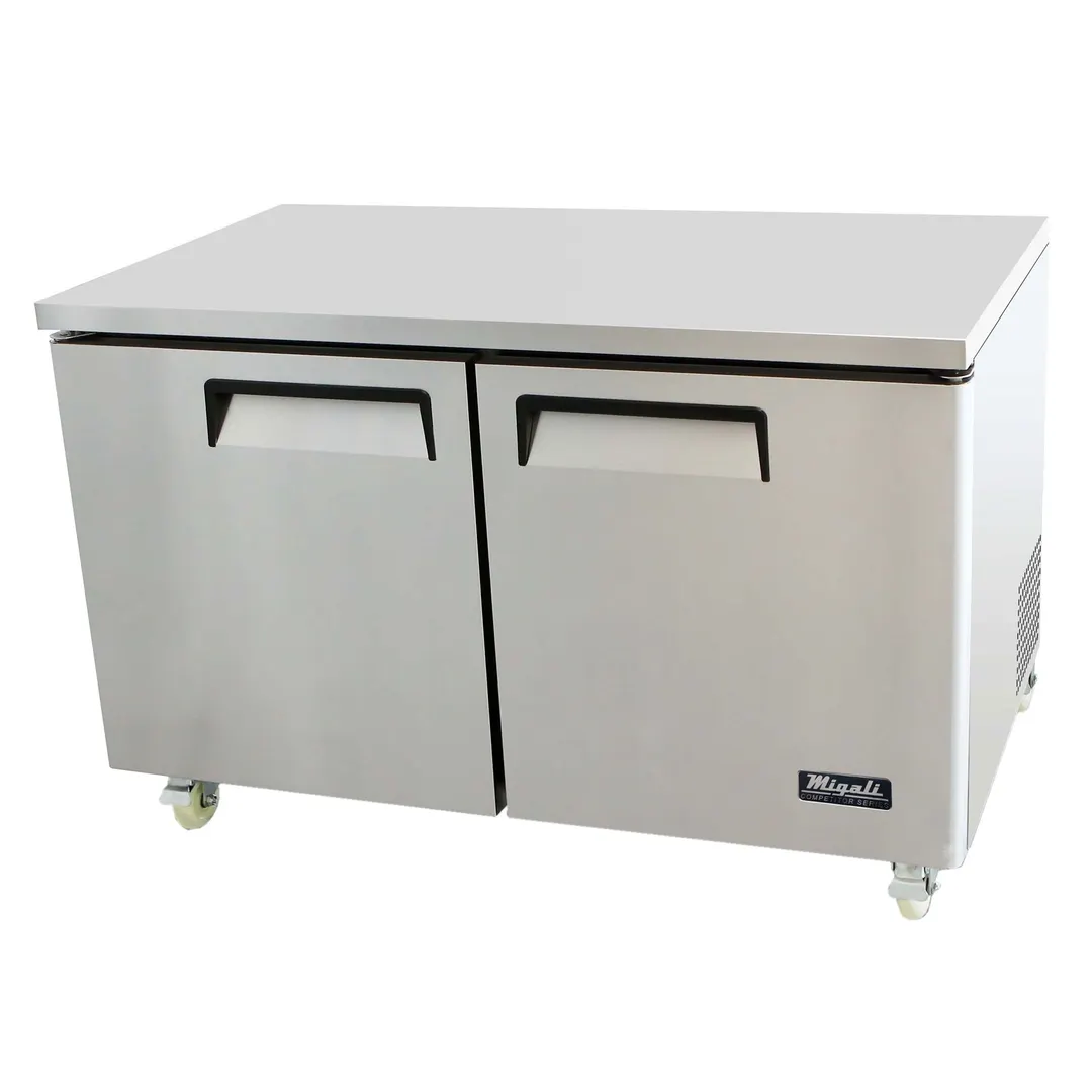 Migali C-U60R-HC 60" 2-Door Undercounter Refrigerator, Stainless Steel, 18.2 cu. ft., Rear Mount
