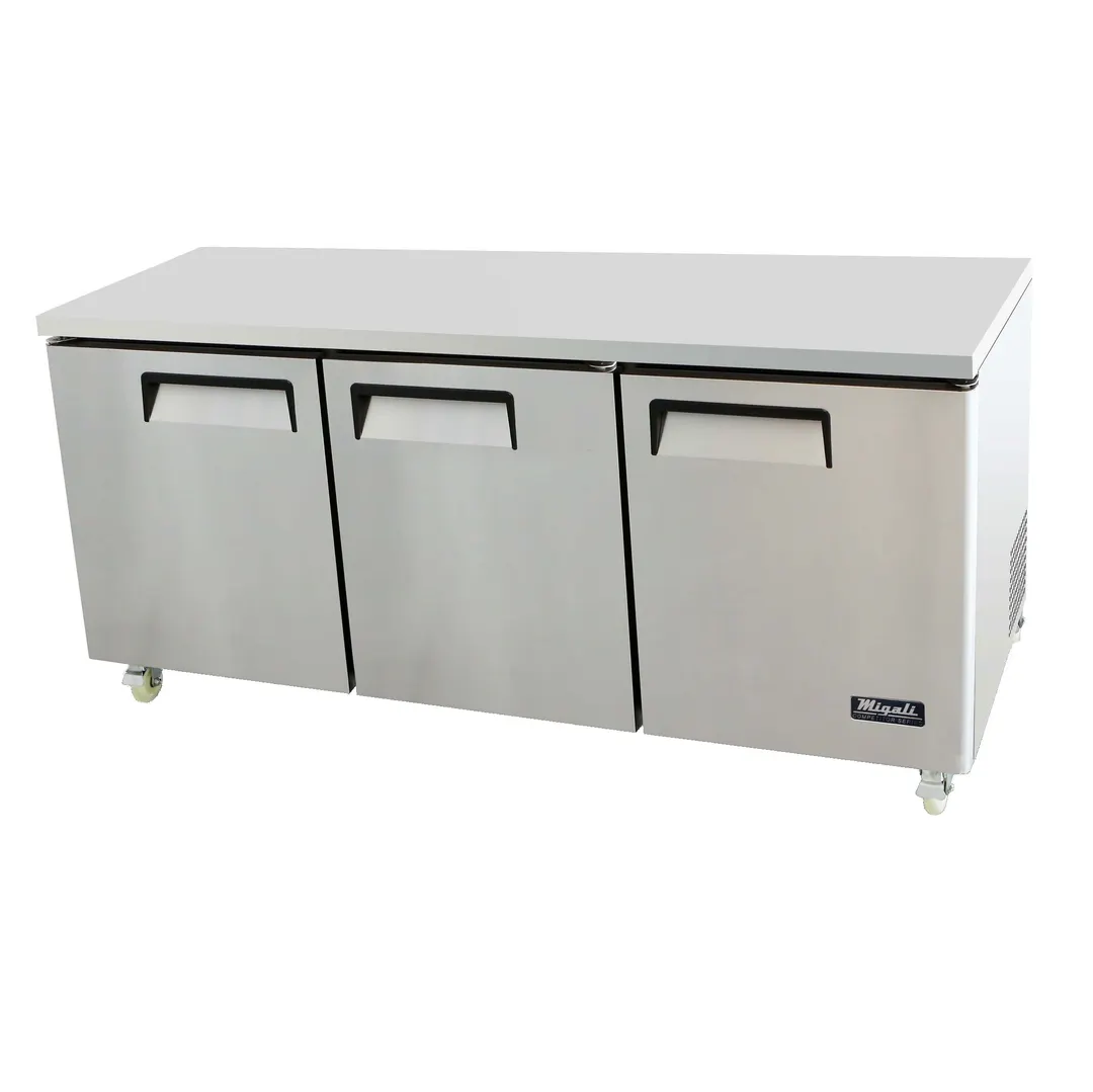 Migali C-U72R-HC 72" 3-Door Undercounter Refrigerator, Stainless Steel, 24.5 cu. ft.