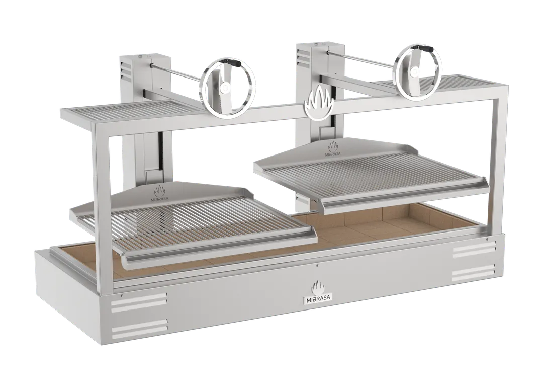 Mibrasa GMB 200 82" Countertop Charcoal Parrilla Grill w/ (2) Adjustable Grills
