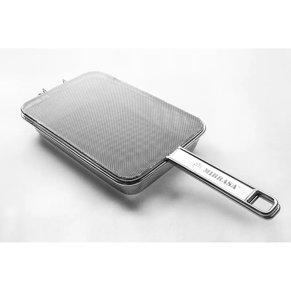 Mibrasa KMD1625H4 Mesh Grill Basket, Double, 6-5/16" W x 9-13/16" D x 1-5/8" H, Stainless Steel