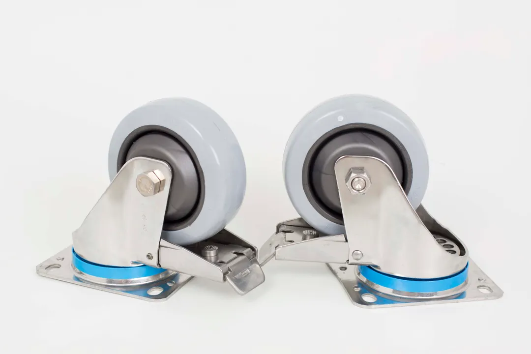Mibrasa WINOX Casters - Swivel Plate, Stainless Steel, (2) with Brakes,