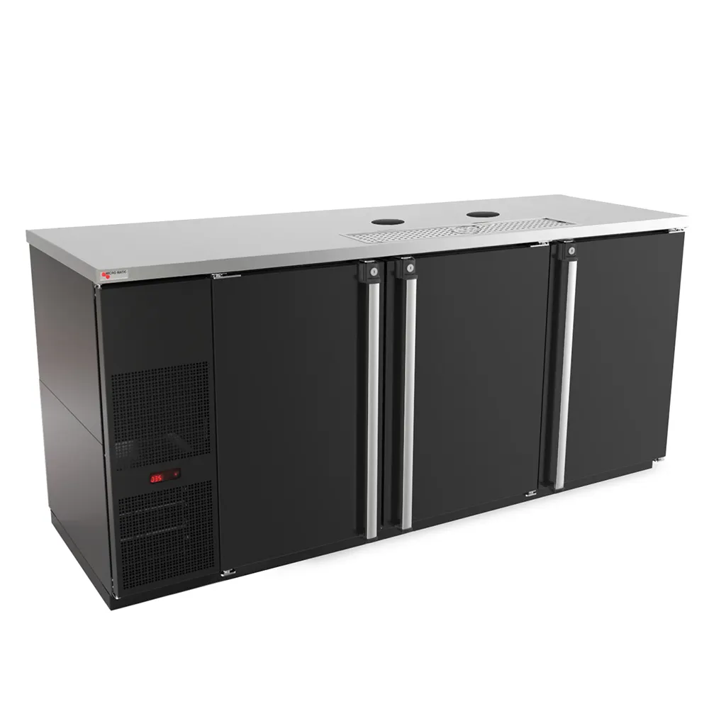 Micro Matic MDD78‑E‑LT 80" Draft Beer Cooler, 30.8 Cu Ft, Black Exterior, 1/3 HP 115V, Locking Doors