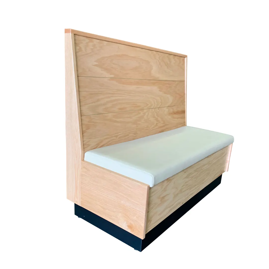 MKLD 36-WB-PS-S Single Plain Back Restaurant Booth, 48L x 36H, Wood Back, Upholstered Seat, Red Oak Frame