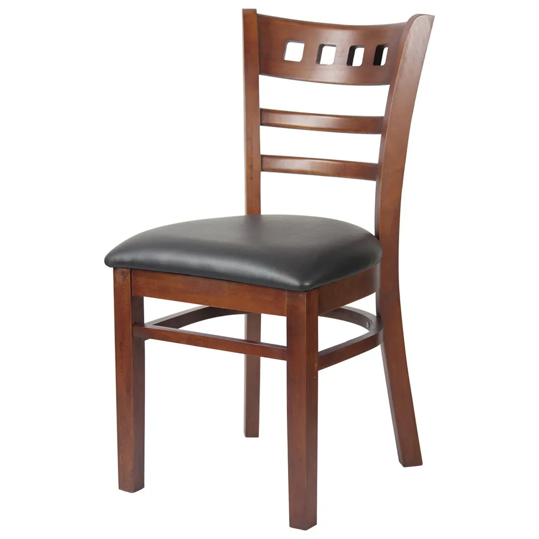 MKLD A6026 V European Beechwood Side Chair, Ladder Back with Square Cutouts, Veneer Seat