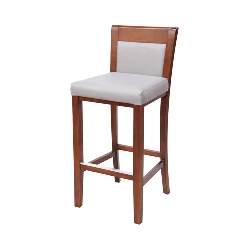 MKLD A6072-BS Barstool - Square Upholstered Back, Padded Seat, Armless, Beechwood Frame, Footrest Included