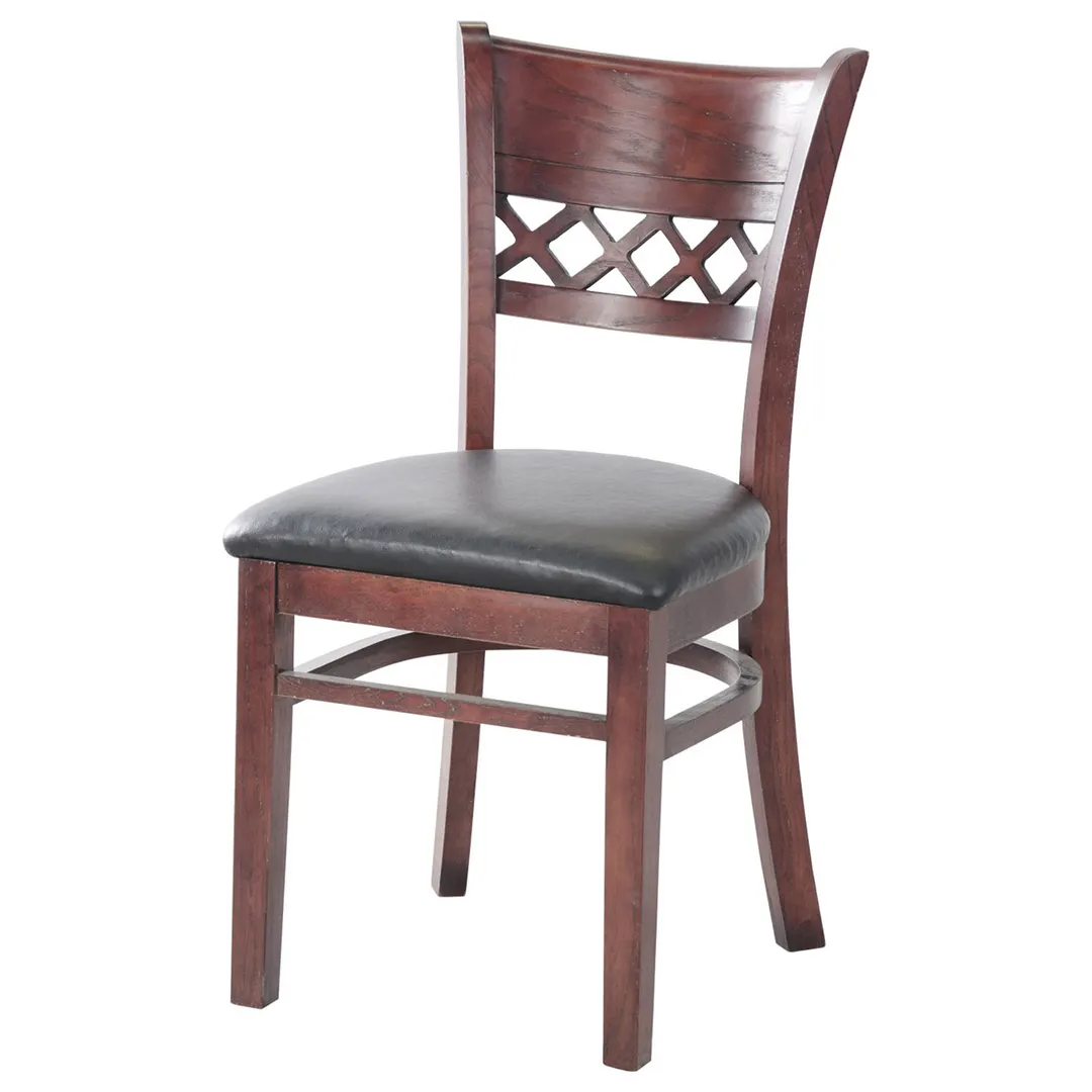 MKLD A6230 V Indoor Side Chair with Criss Cross back and Veneer Seat, European Beechwood Frame