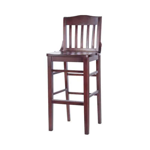 MKLD A6235-BS SOLID Schoolhouse Barstool – Slat Back, Solid Wood Seat, Beechwood Frame, Armless, Footrest