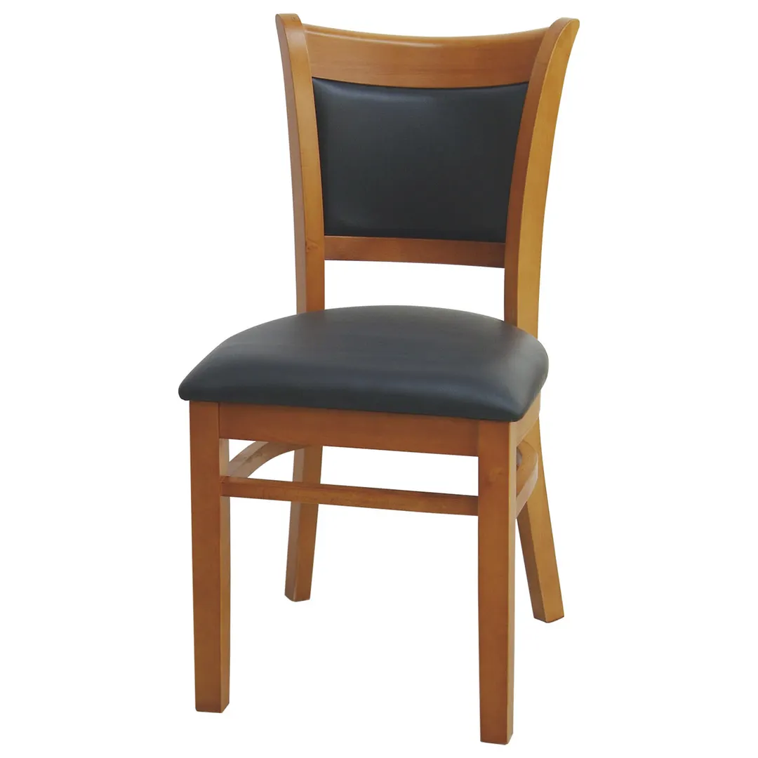 MKLD A6279 BV Indoor Side Chair with Upholstered Back and Seat, Black Vinyl, Beechwood Frame