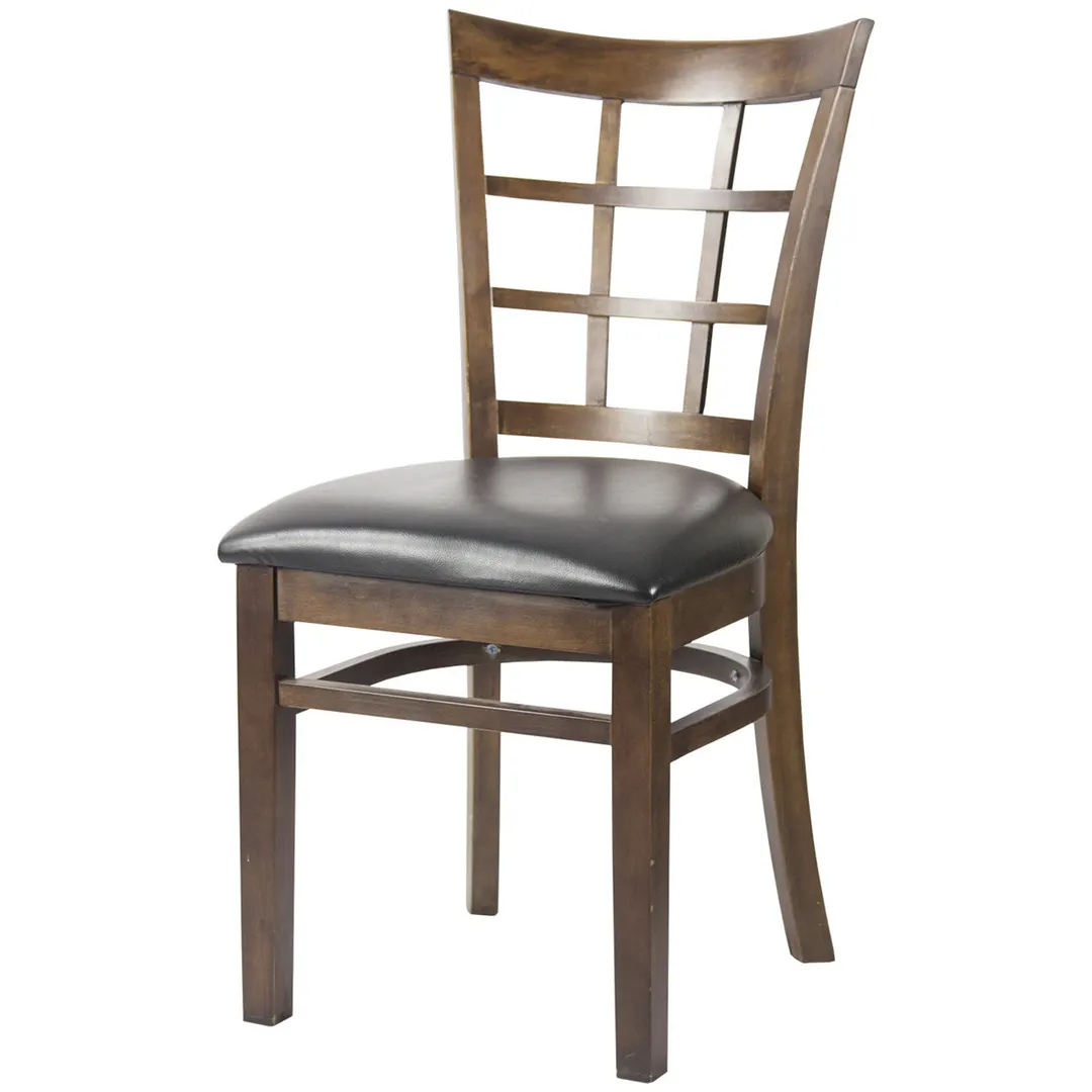 MKLD A6290 V Indoor Side Chair with Window Pane Back and Veneer Seat, Beechwood Frame