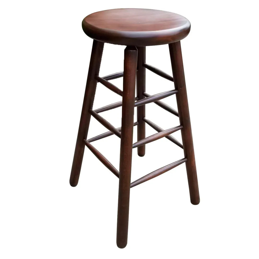 MKLD ABS001 - Backless Bar Stool, Round Solid Wood Seat, European Beechwood Frame, Armless, Legs Base
