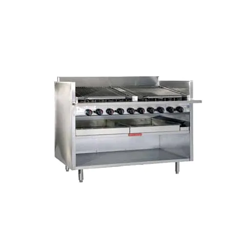 Magikitchn FM-RMB-672CR 72" Floor Gas Charbroiler w/ Cast Iron Radiant, Open Cabinet, 240.000 BTU