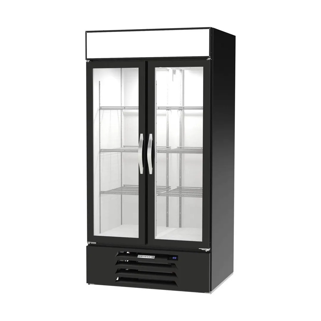 Beverage-Air MMF35HC-1-B 39 1/2" 2 Glass Door Merchandising Freezer in Black, 36.87 cu. ft.