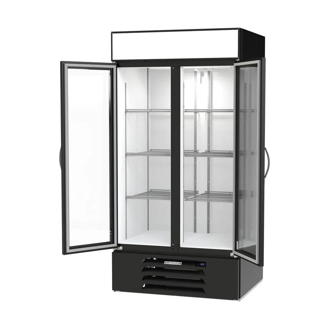 Beverage-Air MMF35HC-1-B 39 1/2" 2 Glass Door Merchandising Freezer in Black, 36.87 cu. ft.