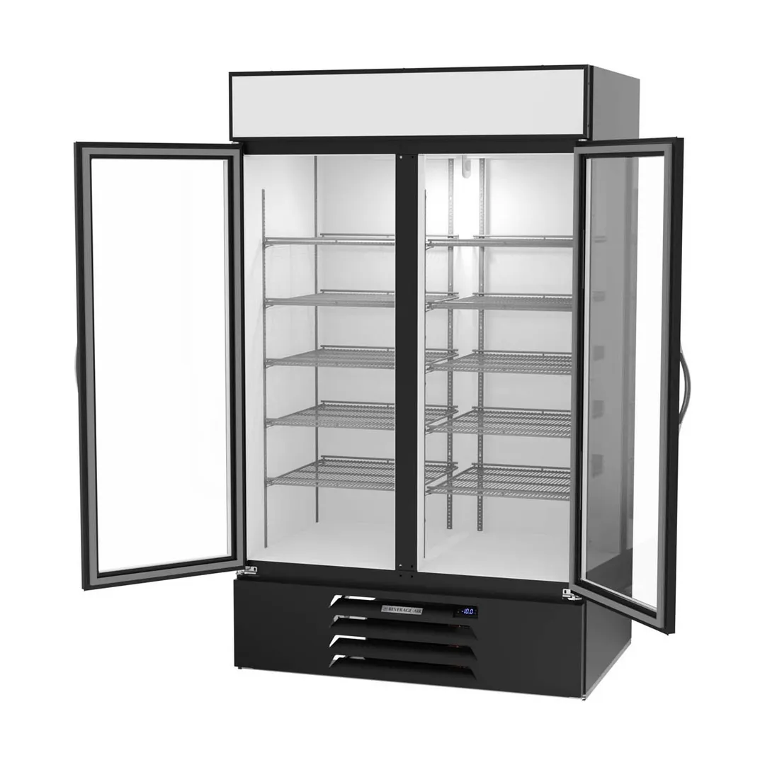 Beverage-Air MMF44HC-1-B 47" 2 Glass Door Merchandising Freezer in Black, 44 cu. ft.