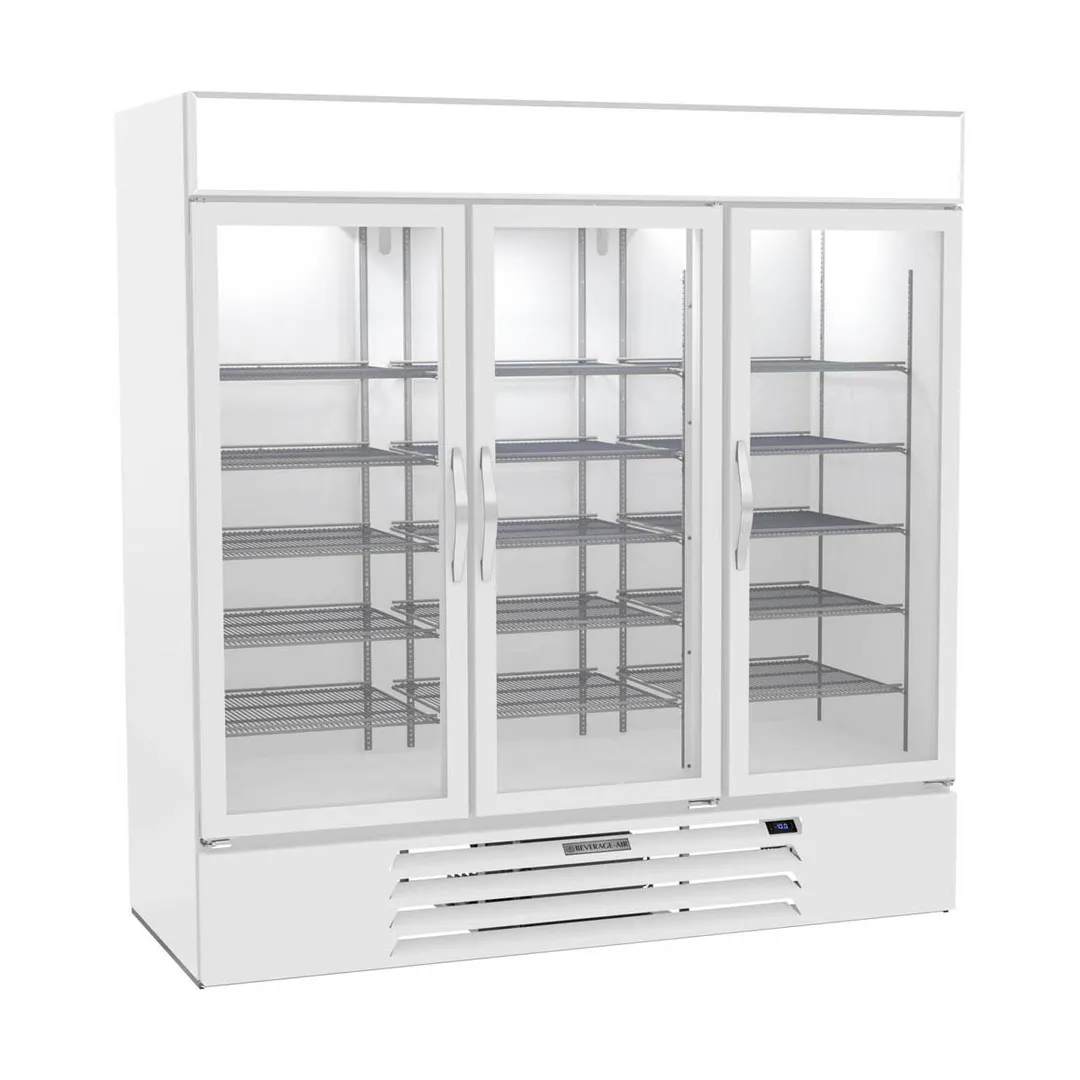 Beverage Air MMF72HC-5-W 75" 3 Glass Door Merchandiser Freezer in White, 68.5 cu. ft.