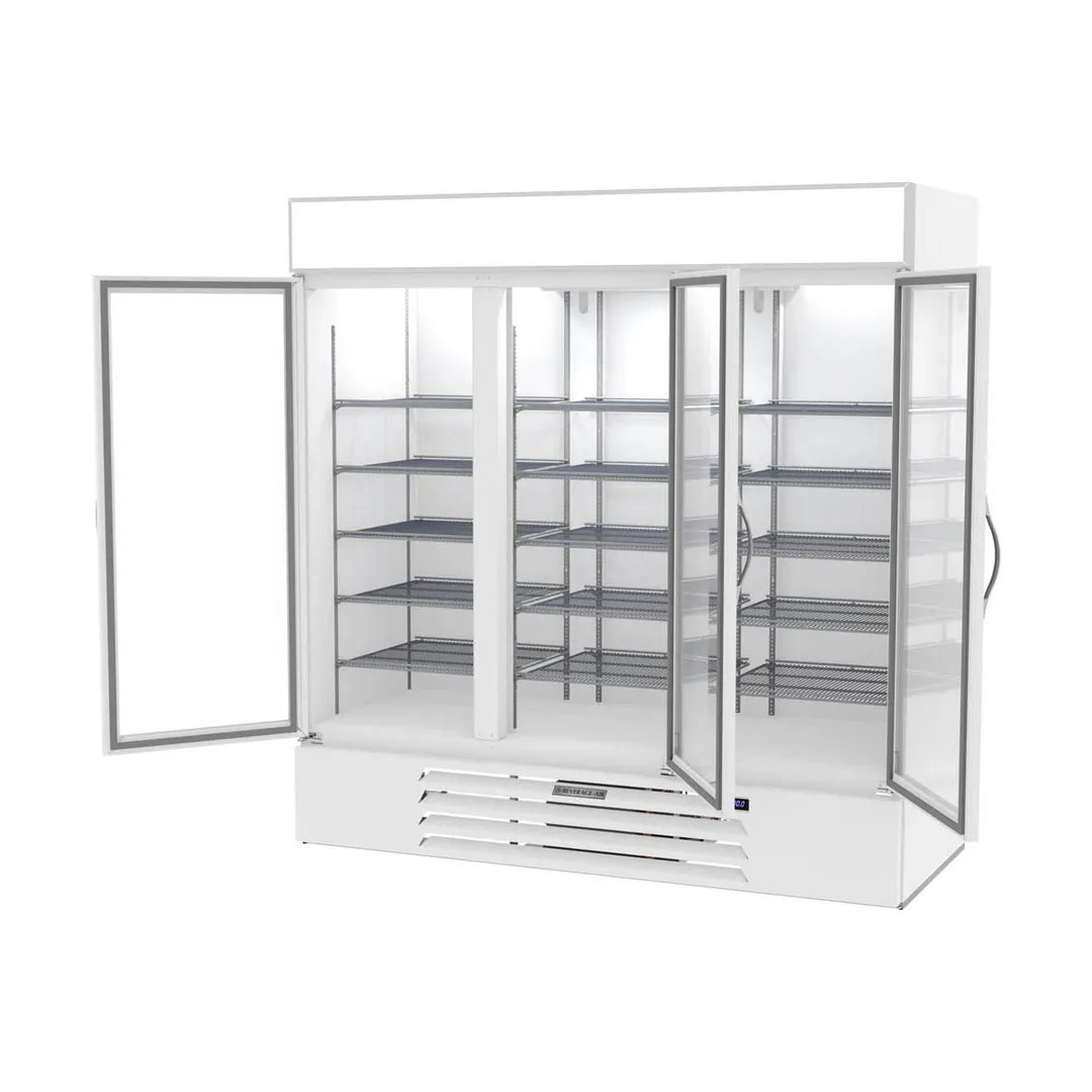 Beverage Air MMF72HC-5-W 75" 3 Glass Door Merchandiser Freezer in White, 68.5 cu. ft.