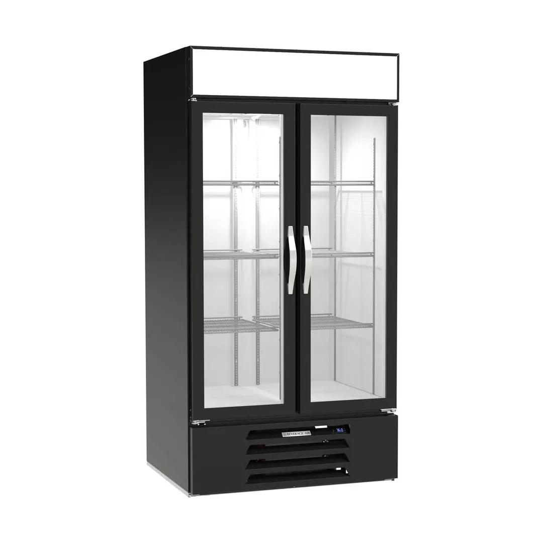 Beverage Air MMR35HC-1-B 39" Two Glass Door Merchandiser Refrigerator in Black, 36.87 cu. ft.