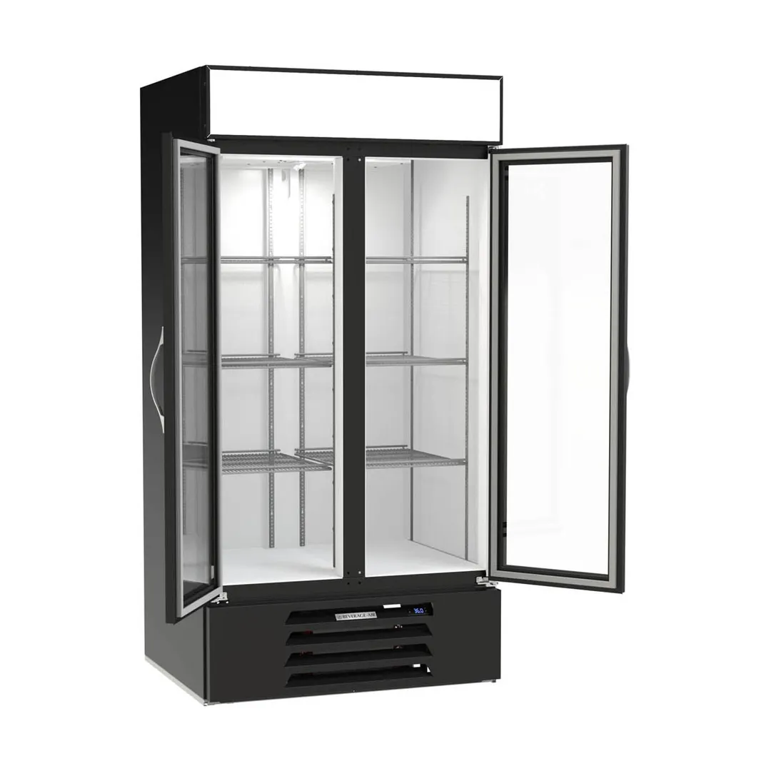 Beverage Air MMR35HC-1-B 39" Two Glass Door Merchandiser Refrigerator in Black, 36.87 cu. ft.