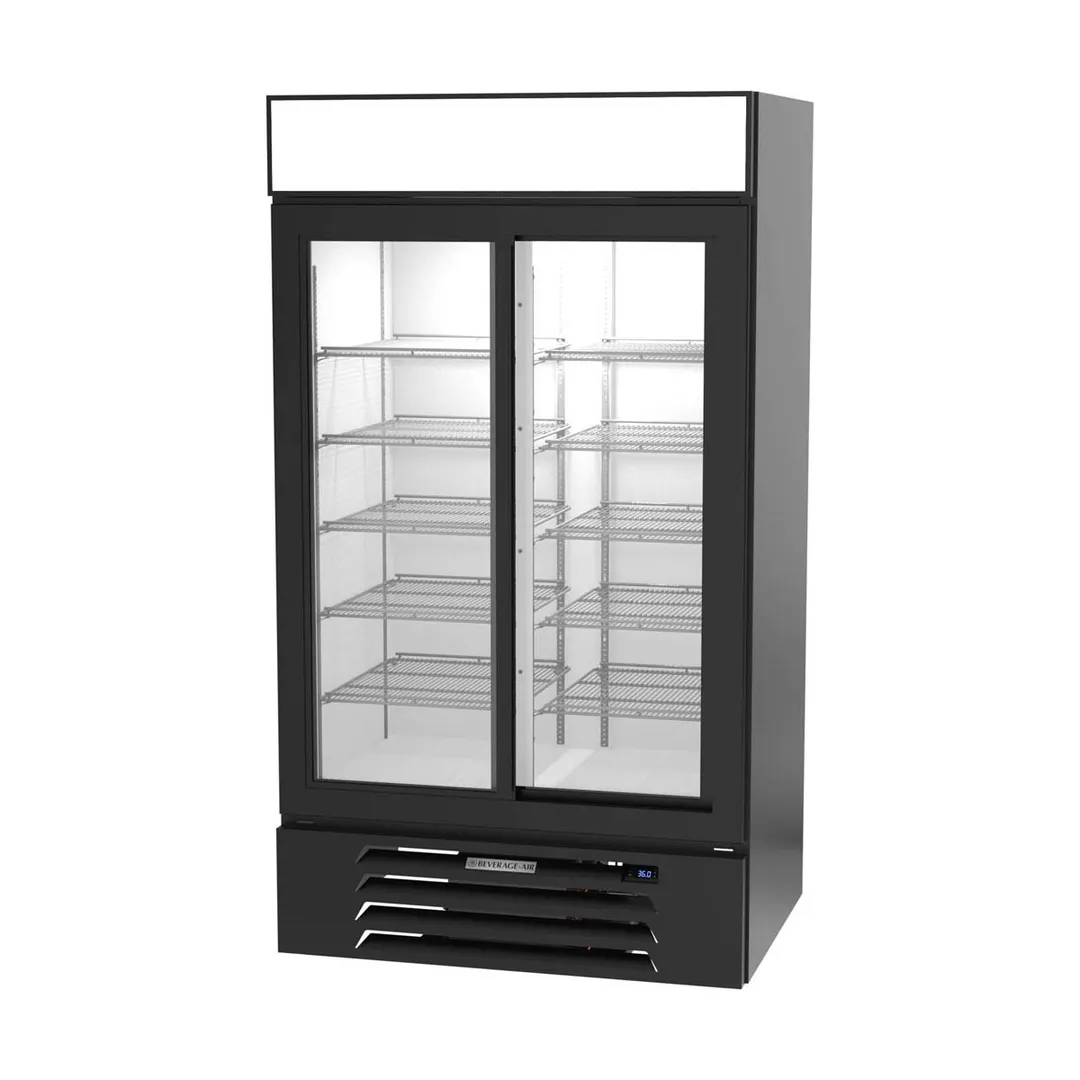 Beverage Air MMR38HC-1-B 43" Two Glass Door Merchandiser Refrigerator in Black, 35.87 cu. ft.