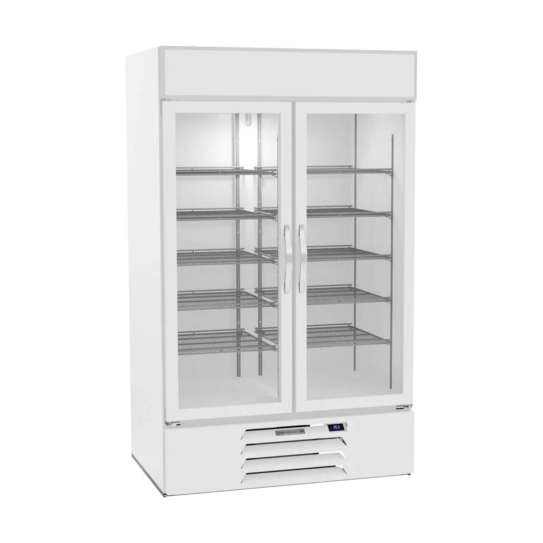 Beverage Air MMR44HC-1-W 47" Two Glass Door Merchandiser Refrigerator in White, 40. cu. ft.
