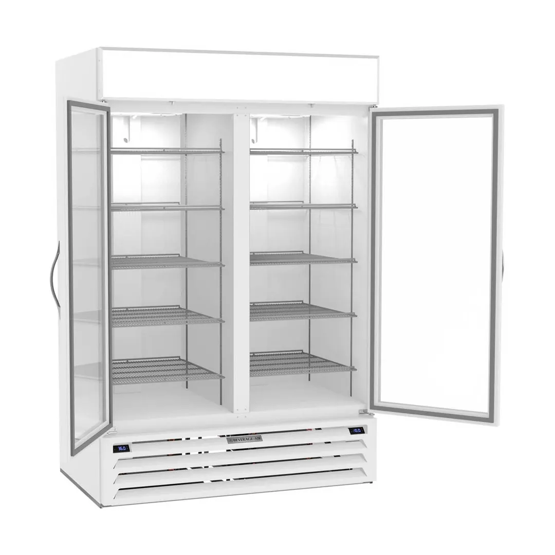 Beverage Air MMRF49HC-1-A-WW 52" Glass Door Merchandiser, 21 cu ft Fridge & Freezer, White, LED Light