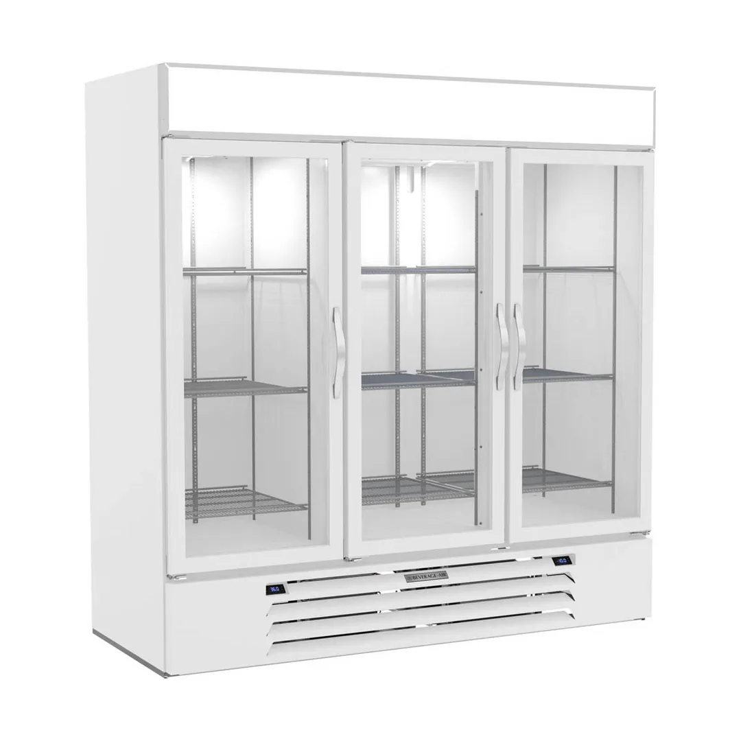 Beverage Air MMRF72HC-1-B-WW 75" 3 Glass Door Dual Temp Merchandiser in White, 19.62 / 44.85 cu. ft.