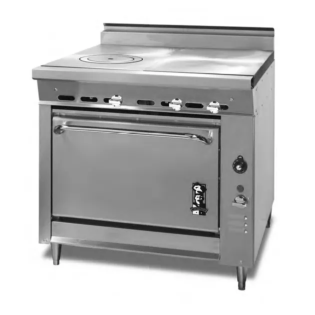 Montague Company 136-16 36" Gas Heavy Duty Range w/ (1) Even Heat Hot Top, (1) French Top, Standard Oven, 115.000 BTU