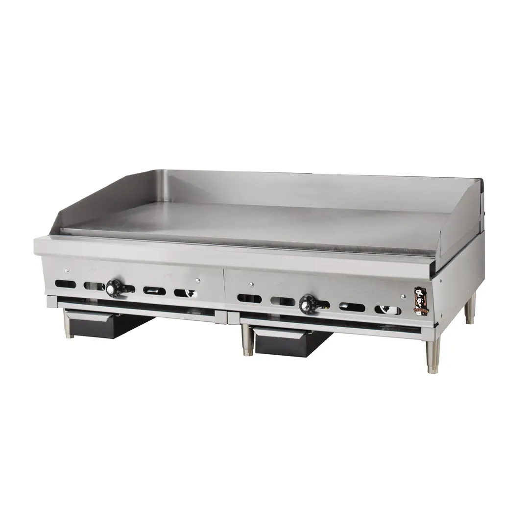 Montague Company 2/C24-8T 48" Countertop Gas Heavy Duty Range w/ 48" Full Griddle, Thermostatic Controls, 120.000 BTU