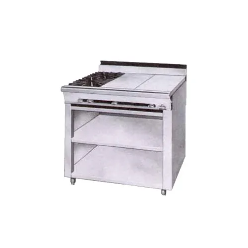 Montague Company 36-10E Gas Heavy Duty Range w/ (2) Open Burners, (2) Even Heat Hot Tops, Open Cabinet Base, 100.000 BTU