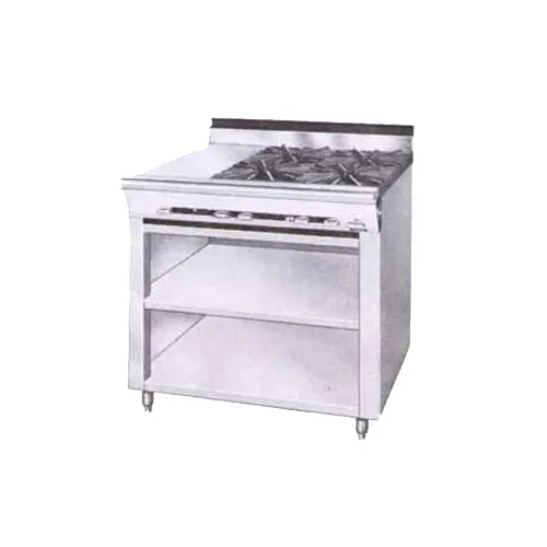 Montague Company 36-4E 36" Gas Heavy Duty Range w/ (4) Open Burners, (1) Even Heat Hot Top, Open Cabinet Base, 140.000 BTU
