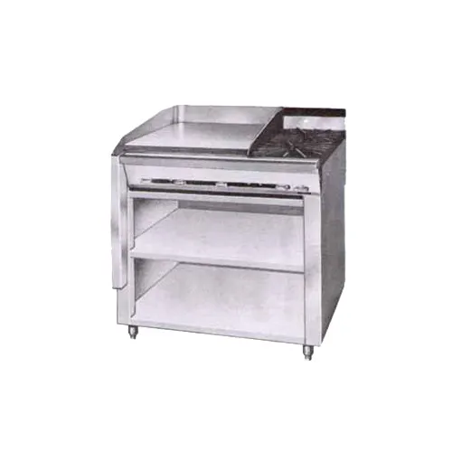 Montague Company 36-7 36" Gas Heavy Duty Range w/ (2) Open Burners, 24" Griddle, Open Cabinet Base, 105.000 BTU