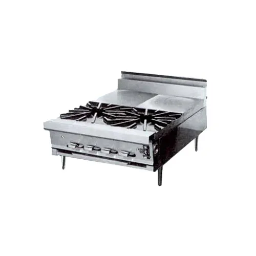 Montague Company C24-559 24" Countertop Gas Heavy Duty Range w/ (2) Open Burners, (2) Hot Tops, 90.000 BTU