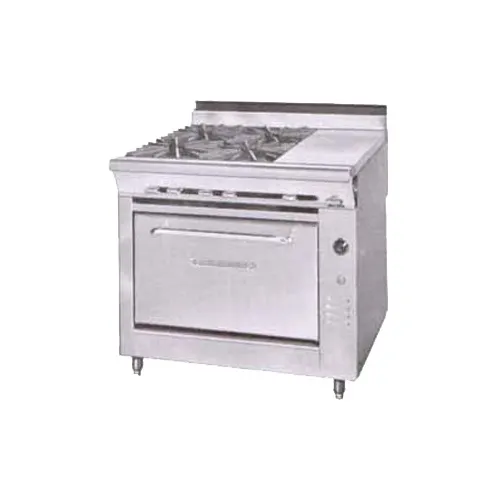 Montague Company C36-2E 36" Countertop Gas Heavy Duty Range w/ (4) Open Burners, (1) Even Heat Hot Top, 140.000 BTU