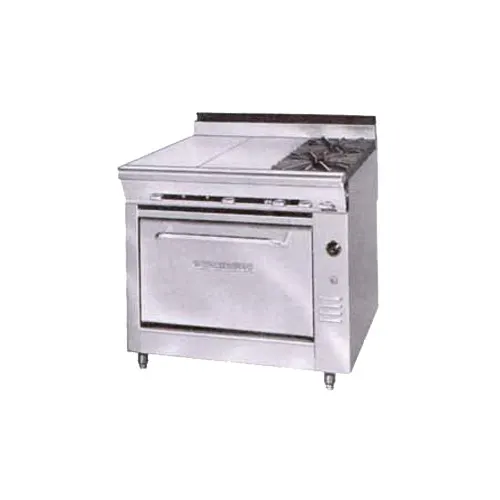 Montague Company C36-3E 36" Countertop Gas Heavy Duty Range w/ (2) Open Burners, (2) Even Heat Hot Tops, 100.000 BTU