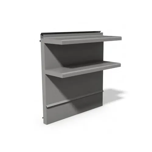 Montague Company DHS-48 48" x 36" Stainless Steel Backguard Flue Riser with Double Solid Shelves