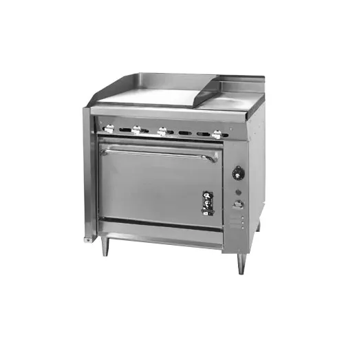 Montague Company M36-0E 36" Gas Heavy Duty Range w/ 24" Griddle, (1) Even Heat Hot Top, Modular Stand Base, 65.000 BTU