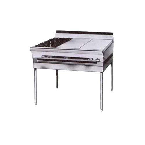 Montague Company M36-10G 36" Gas Heavy Duty Range w/ (2) Open Burners, (2) Gradient Heat Hot Tops, Modular Stand Base, 97.000 BTU