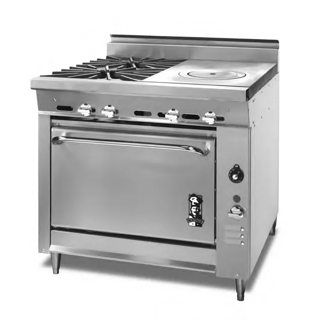 Montague Company M36-14 36" Gas Heavy Duty Range w/ (2) Open Burners, (1) French Top, Modular Stand Base, 95.000 BTU