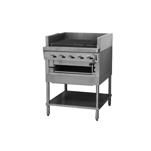 Montague Company UFSM-72C 72" Floor Gas Ceramic Briquettes Charbroiler w/ Stand, 270.000 BTU