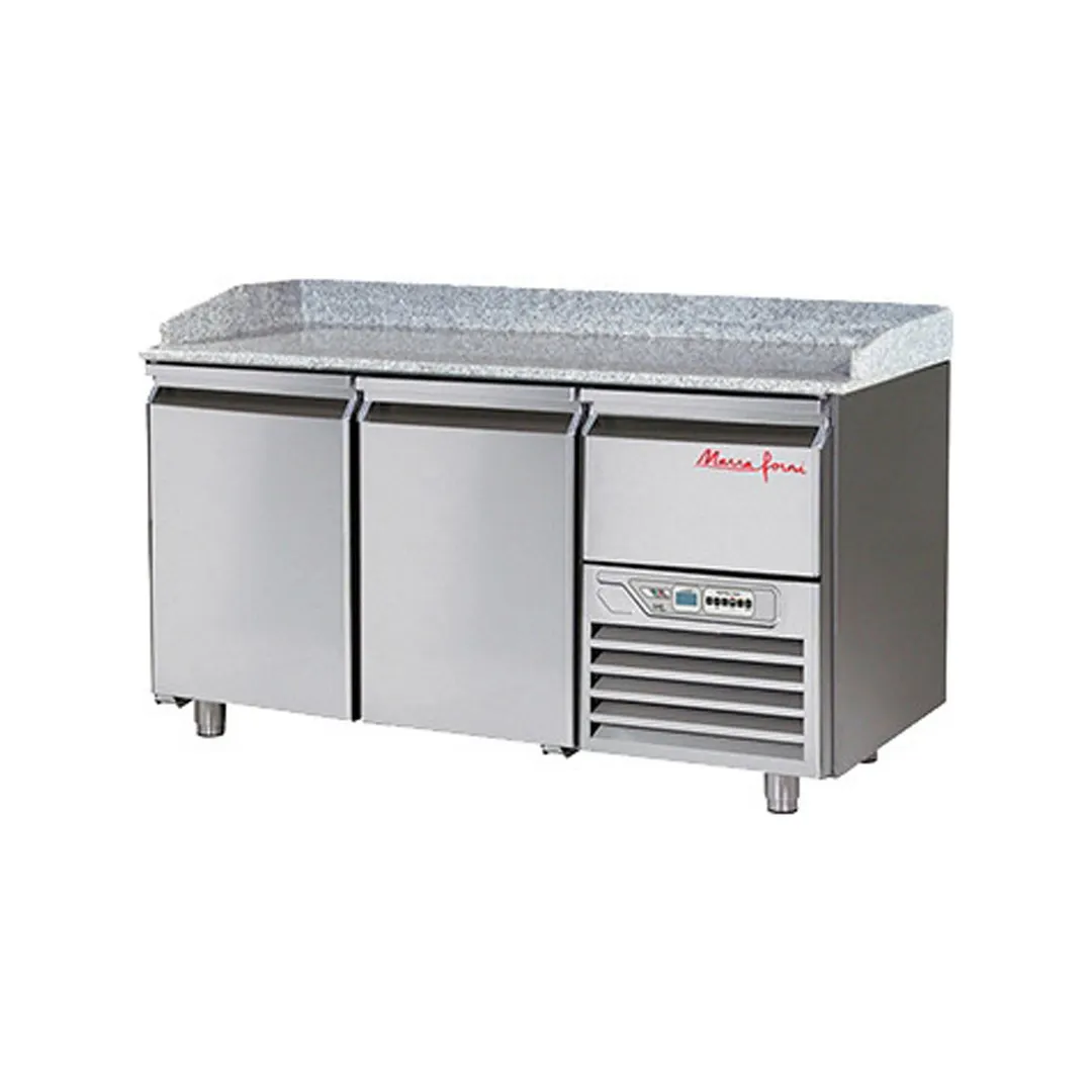 Marra Forni GPZ166 65" 2-Section Refrigerated Pizza Prep Table w/ 2 Doors, 12 cu. ft.