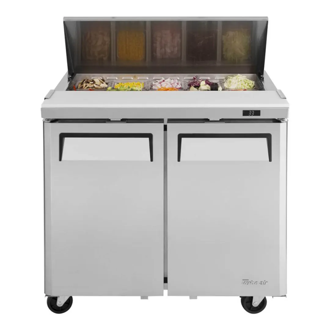 Turbo Air MST-36-N6 36" Two Section Sandwich / Salad Prep Table w/ 2 Doors, 10 Pans