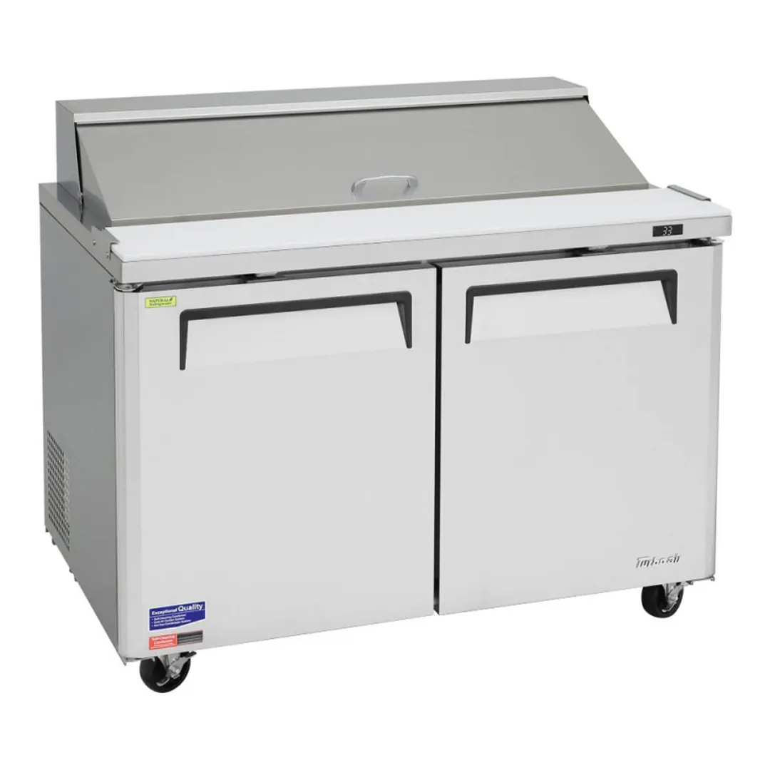 Turbo Air MST-48-N 48" Two Section Sandwich / Salad Prep Table w/ 2 Doors, 12 Pans
