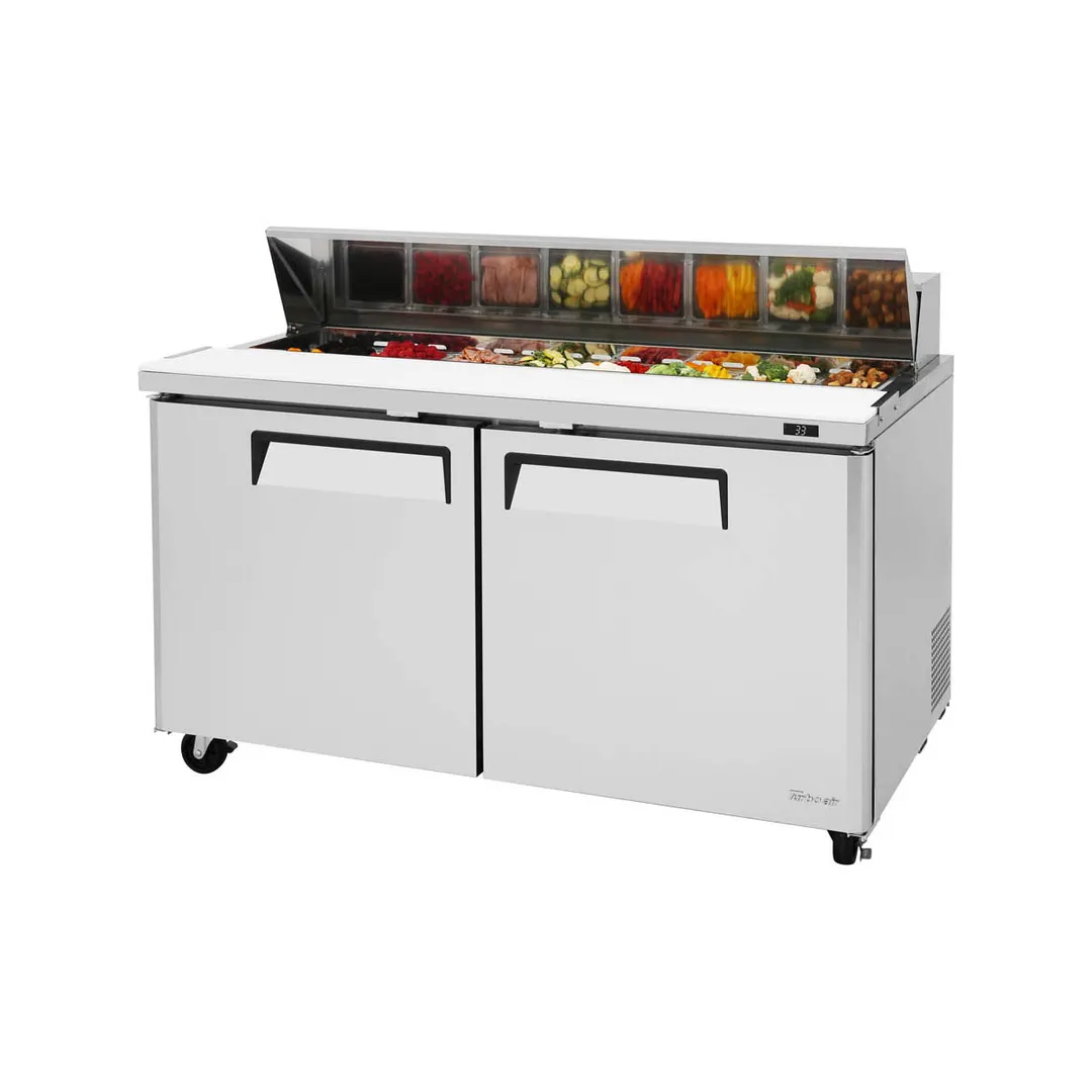 Turbo Air MST-60-N 60" Two Section Sandwich / Salad Prep Table w/ 2 Doors, 16 Pans