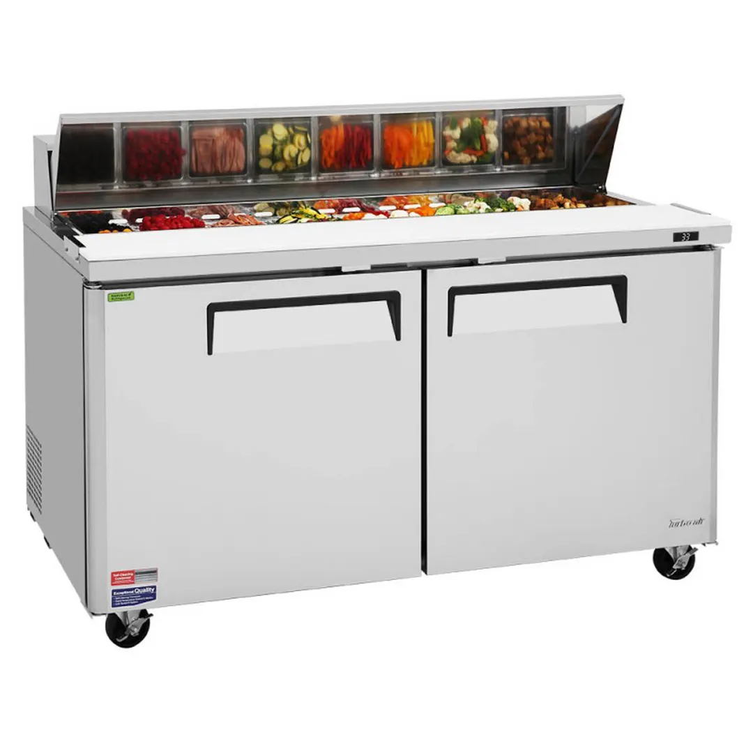 Turbo Air MST-60-N 60" Two Section Sandwich / Salad Prep Table w/ 2 Doors, 16 Pans