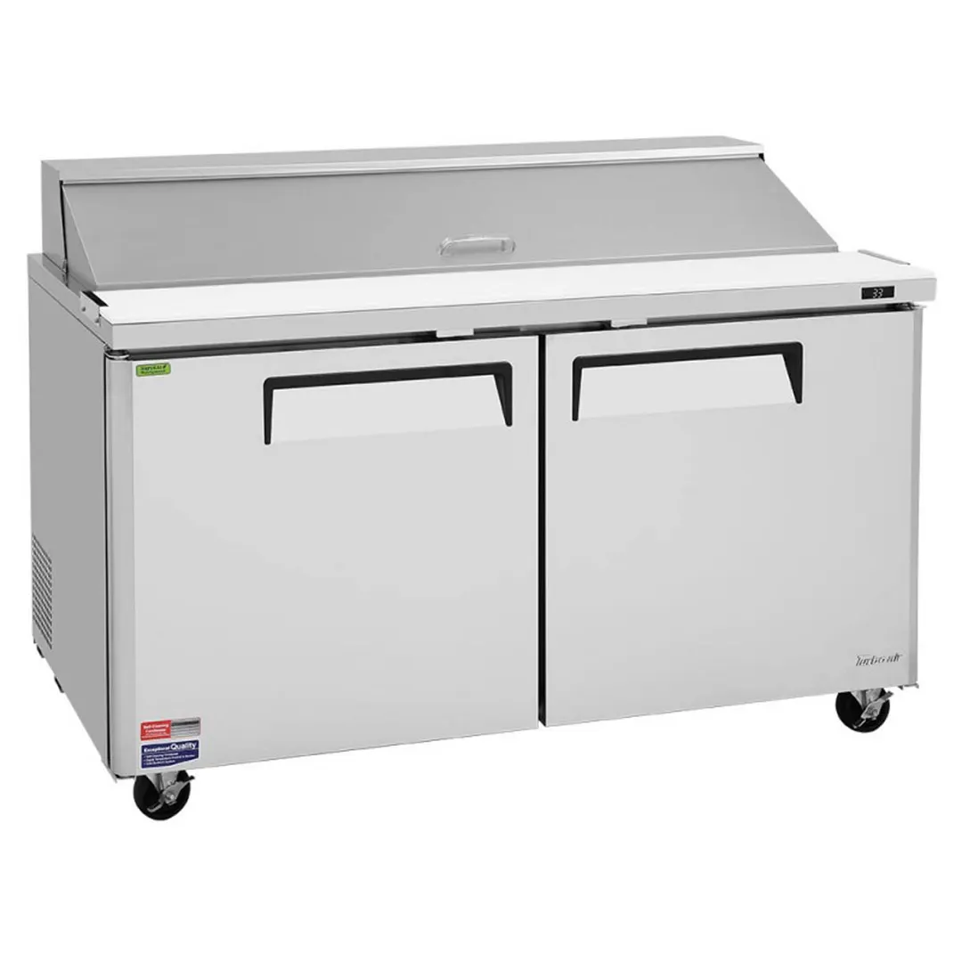 Turbo Air MST-60-N 60" Two Section Sandwich / Salad Prep Table w/ 2 Doors, 16 Pans
